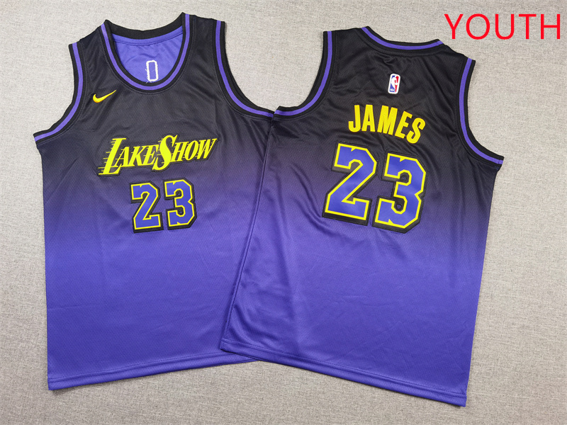 Youth Los Angeles Lakers #23 James Purple Nike 2025 NBA Jersey style 1->youth nba jersey->Youth Jersey